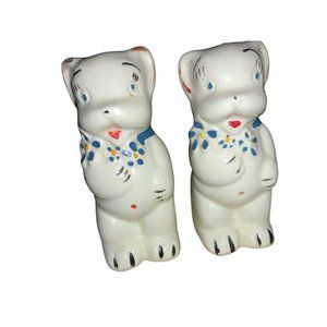 Happy White Bear Salt and Pepper Shakers American Bisque